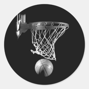 Pegatina Redonda Baloncesto blanco y negro