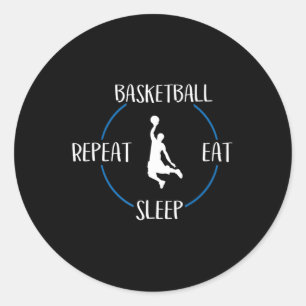 Pegatina Redonda Baloncesto Comer Sleep Repetir Regalo Para Balonce