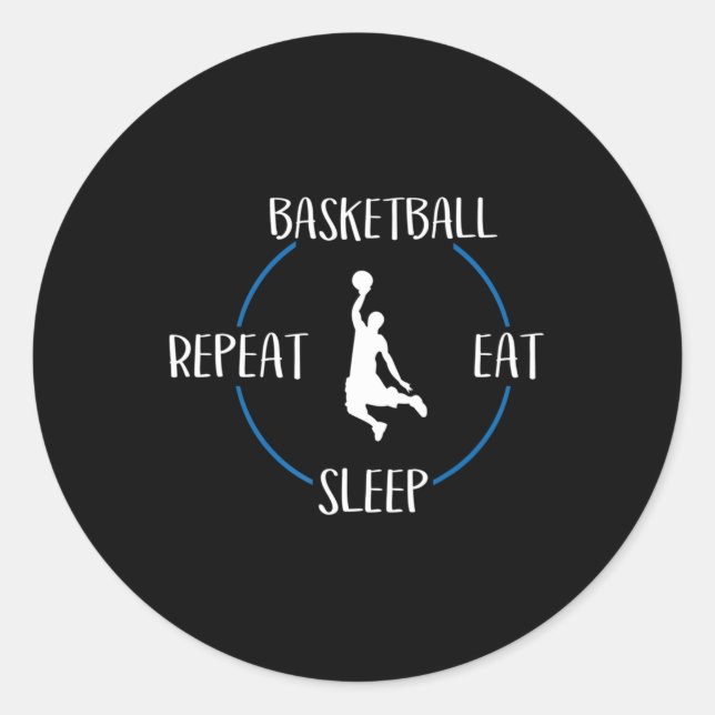 Pegatina Redonda Baloncesto Comer Sleep Repetir Regalo Para Balonce (Anverso)