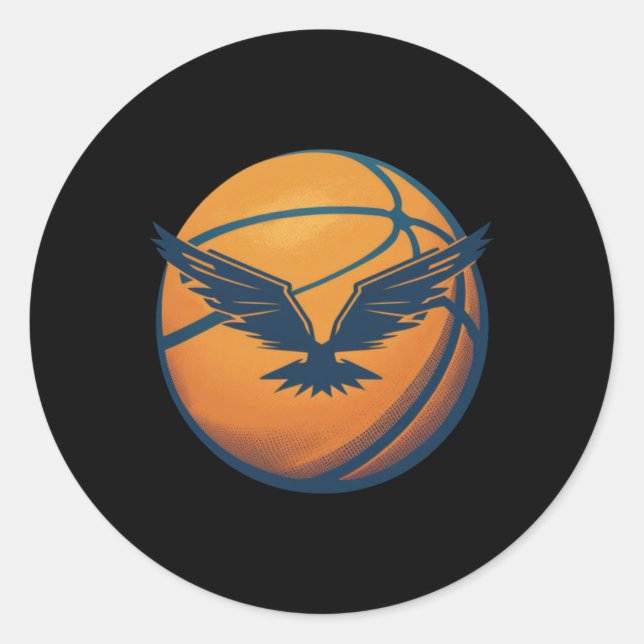 Pegatina Redonda Baloncesto con águila (Anverso)