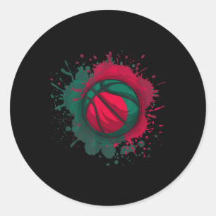 Pegatina Redonda Baloncesto con bandera de Bangladesh