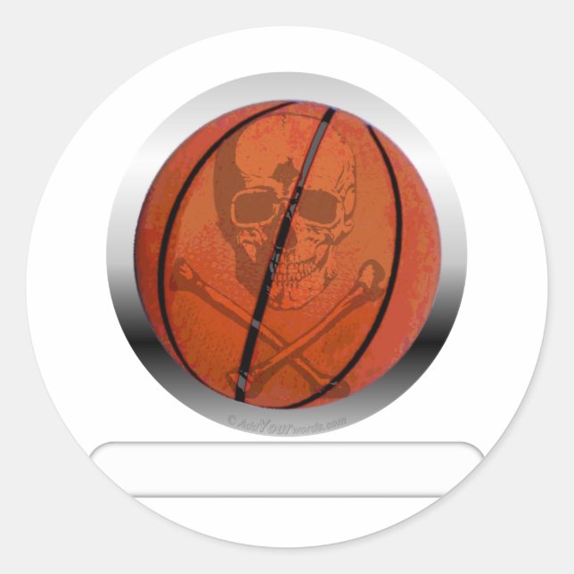 Pegatina Redonda Baloncesto con cráneo - Personalizado (Anverso)