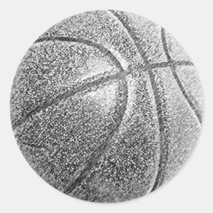Pegatina Redonda Baloncesto con efecto lápiz