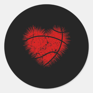 Pegatina Redonda Baloncesto Corazón Hombres Niños Chicas Niños Vale