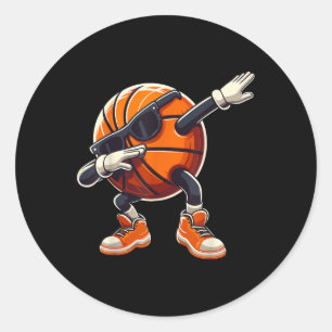 Pegatina Redonda Baloncesto Dabbing Ball con Sungles Funny Basketb