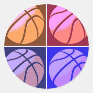 Pegatina Redonda Baloncesto de arte pop