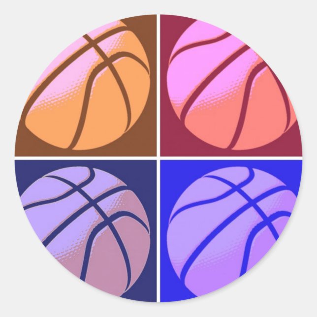 Pegatina Redonda Baloncesto de arte pop (Anverso)