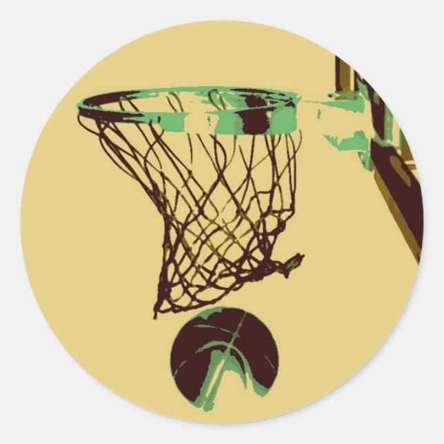Pegatina Redonda Baloncesto de arte pop (Anverso)