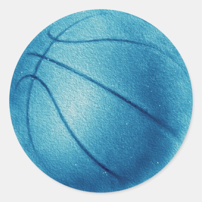 Pegatina Redonda Baloncesto de arte pop azul (Anverso)
