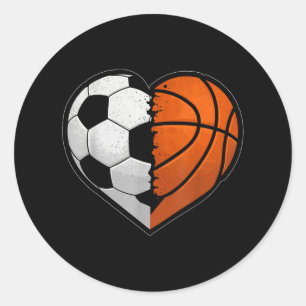 Pegatina Redonda Baloncesto de baloncesto de fútbol Ball Heart Spor
