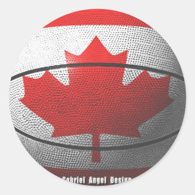 Pegatina Redonda Baloncesto de Canadá (Anverso)