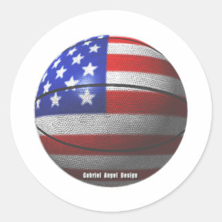 Pegatina Redonda Baloncesto de Estados Unidos