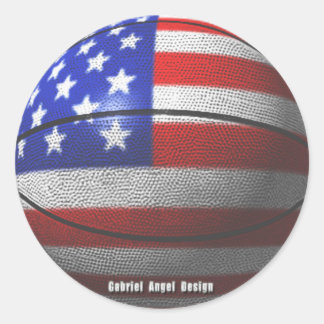 Pegatina Redonda Baloncesto de Estados Unidos