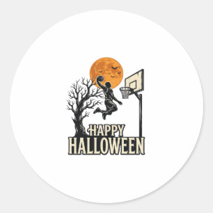 Pegatina Redonda Baloncesto de Halloween Feliz Halloween Deporte Vi