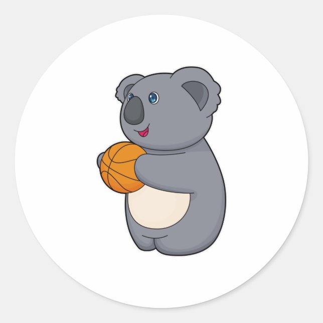 Pegatina Redonda Baloncesto de Koala (Anverso)