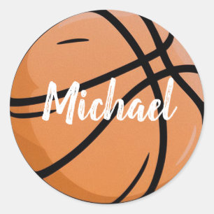 Pegatina Redonda Baloncesto de moda Añadir tu nombre personalizado