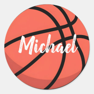 Pegatina Redonda Baloncesto de moda Añadir tu nombre personalizado