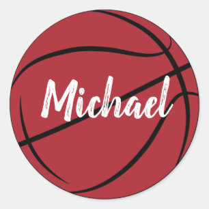 Pegatina Redonda Baloncesto de moda Añadir tu nombre personalizado