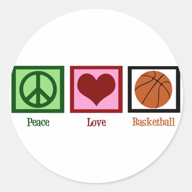 Pegatina Redonda Baloncesto de Peace Love (Anverso)