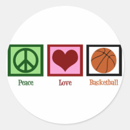 Pegatina Redonda Baloncesto de Peace Love