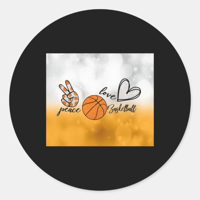 Pegatina Redonda Baloncesto de Peace Love (Anverso)