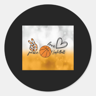 Pegatina Redonda Baloncesto de Peace Love