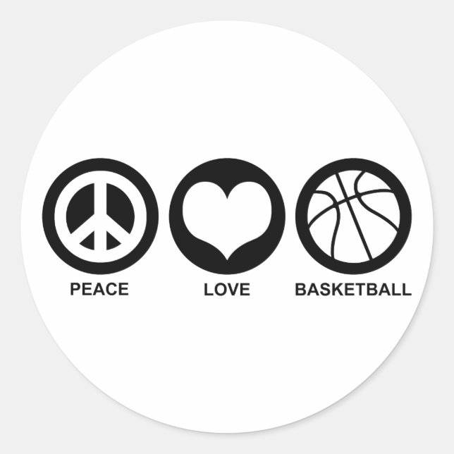Pegatina Redonda Baloncesto de Peace Love (Anverso)