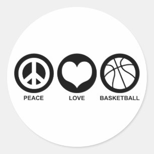 Pegatina Redonda Baloncesto de Peace Love