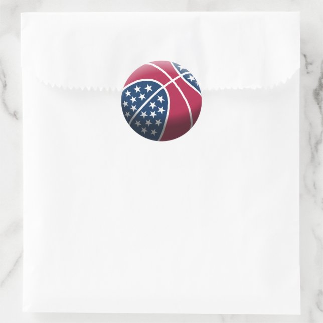 Pegatina Redonda Baloncesto del 4 de Julio (Bolso)
