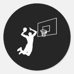 Pegatina Redonda Baloncesto del jugador de baloncesto Slam Dunk Bal