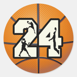 Pegatina Redonda Baloncesto del número 24