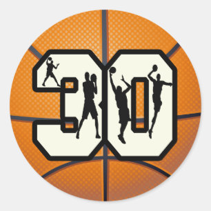 Pegatina Redonda Baloncesto del número 30