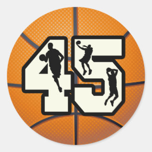 Pegatina Redonda Baloncesto del número 45