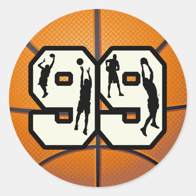 Pegatina Redonda Baloncesto del número 99 (Anverso)