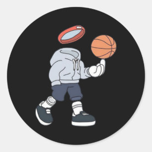Pegatina Redonda Baloncesto Diseño Baloncesto