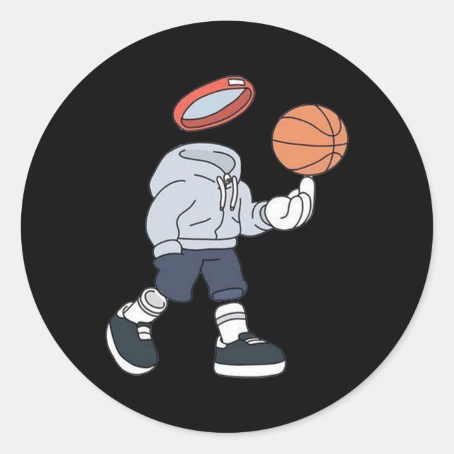 Pegatina Redonda Baloncesto Diseño Baloncesto (Anverso)