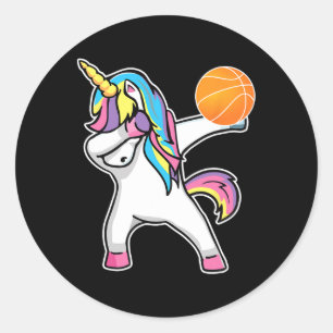 Pegatina Redonda Baloncesto divertido de jugador de baloncesto Unic