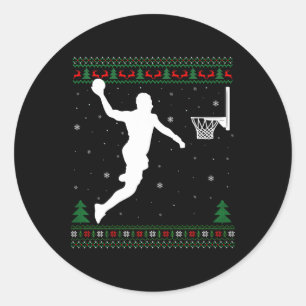 Pegatina Redonda Baloncesto Dunking Navidad Jugador de Baloncesto f