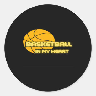 Pegatina Redonda Baloncesto En My Heart Funny S - Regalo Por Basket