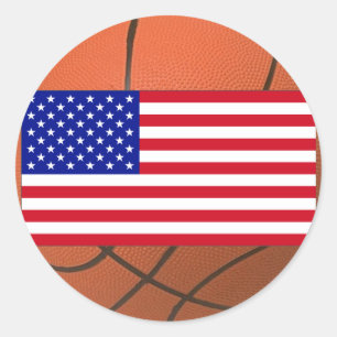 Pegatina Redonda Baloncesto (Estados Unidos)