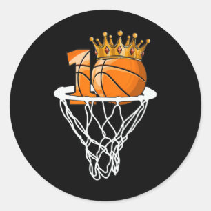 Pegatina Redonda Baloncesto Feliz 10 aniversario Bball Bball 10 año