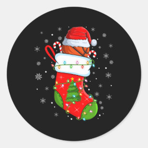 Pegatina Redonda Baloncesto Gracioso En Navidades Socks Santa Light