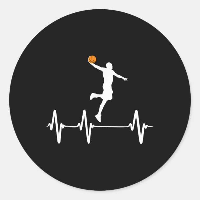 Pegatina Redonda Baloncesto Heartbeat (Anverso)