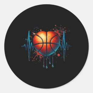 Pegatina Redonda Baloncesto Heartbeat 8