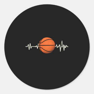 Pegatina Redonda Baloncesto Heartbeat - Amor Por El Juego Tee 1