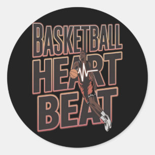 Pegatina Redonda Baloncesto Heartbeat - Baloncesto Breaker - Let