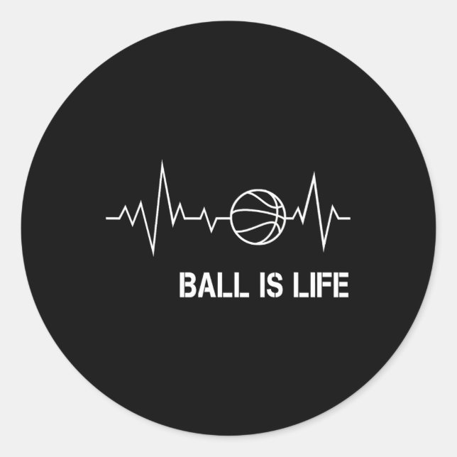 Pegatina Redonda Baloncesto Heartbeat Big Balls My Life Baller Play (Anverso)