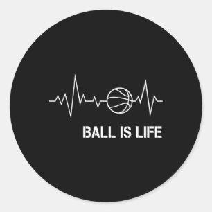 Pegatina Redonda Baloncesto Heartbeat Big My Life Baller Player Coa