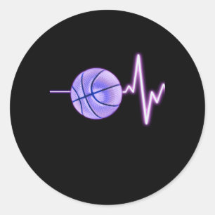 Pegatina Redonda Baloncesto Heartbeat - El baloncesto más divertido