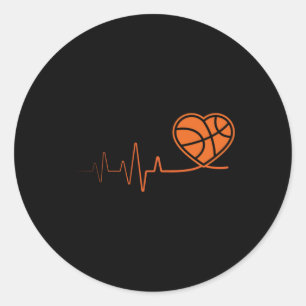 Pegatina Redonda Baloncesto Heartbeat Sport Motive